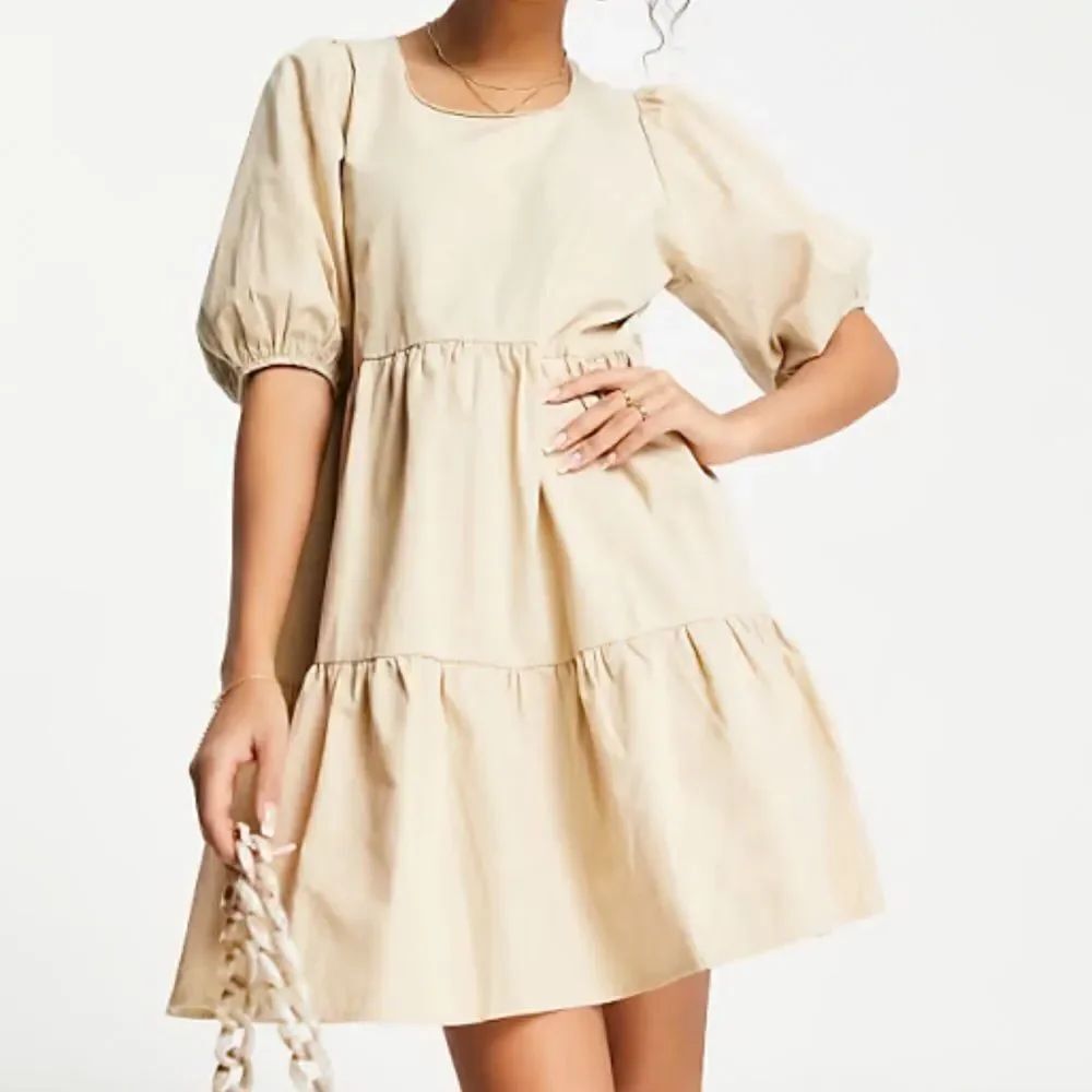 Charlie Holiday Mini Tan Smock Cotton Dress(Size 8)